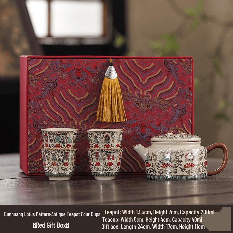 Chaxun Dunhuang Lotus Ceramic Tea Set