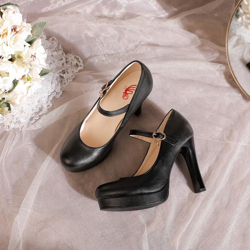 Fashion Spring and Autumn High Heels Women's Platform Pointed Toe Leather Shoes Stiletto Single Shoes