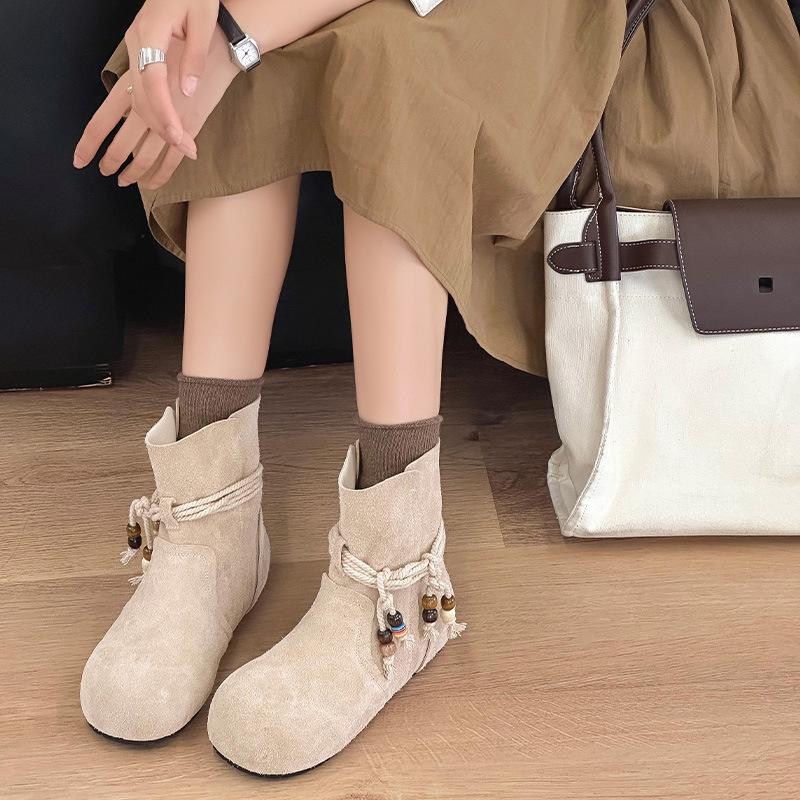 Autumn and Winter New Inner Height-increasing Short Boots Women's Versatile Retro Boots Casual Martin Boots Flat-heeled Thin Boots