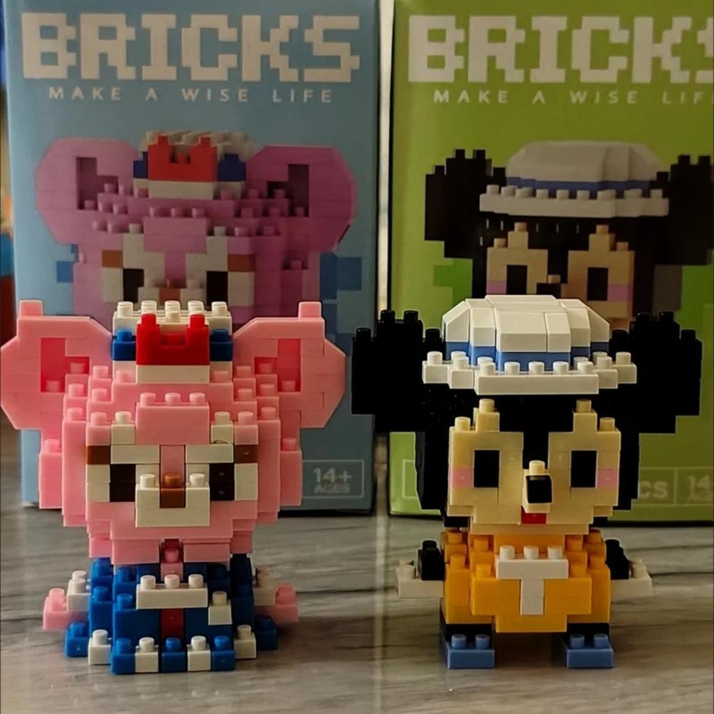 Disney Anime Πριγκίπισσα Κτίσιμο Μπλοκ Stitch Mickey Mouse μίνι Φιγούρες Δράσης Παιχνίδια Μπλοκ Τούβλα Συναρμολόγηση Παιχνίδια Παιδικά Δώρα