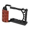 Aluminum Alloy Camera Cage with Wooden Handle Protective Frame with Cold Shoe Interface for A6400 A6300 A6100 A6000