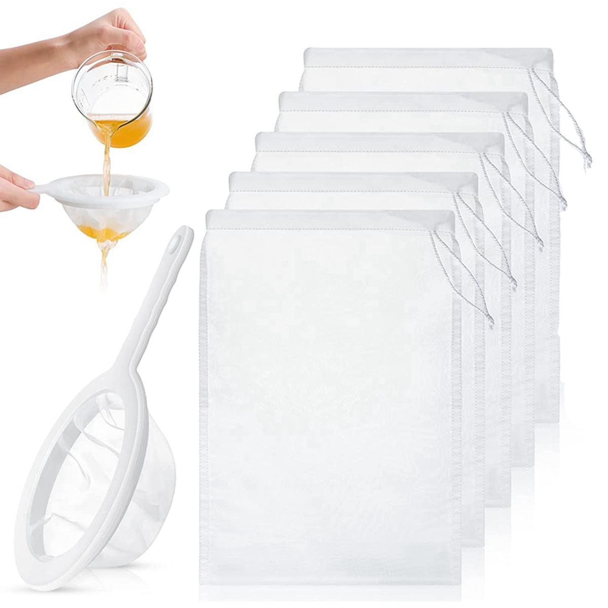 

6 шт. ореховый молочный мешок многоразовый пищевой фильтр-мешок нейлоновый сетчатый фильтр-мешки для греческого йогурта миндального сока холодного кофе домашнего заваривания 100mesh 150micron