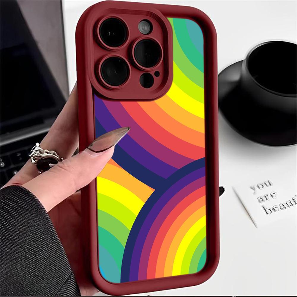 Ae93 Rainbow Art Design Protective Phone Cases for iPhone 13 14 15 Pro Max XR infinix Hot 40i 30i Tecno Camon 30 20 Pro Angel Eyes TPU Back Cover