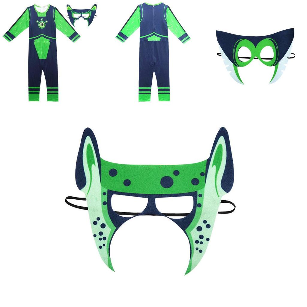Kostým Wild Kratts Síla zvířete pro děti se zelenou námořnickou kombinézou a maskou
