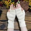 Embroidery Butterfly Pattern Knitted Gloves Winter Half Finger Thicken Warm Christmas Long Gloves for Girlfriend