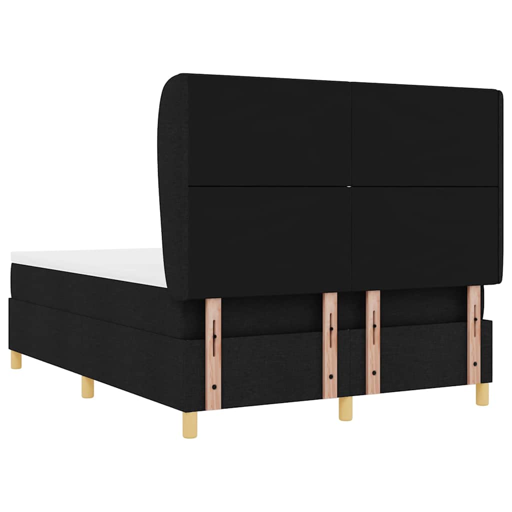 Boxspring Bed with Headboard Black 200 x 140 cm Fabric