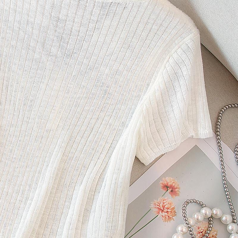 Women's Single-Breasted Knit Short-Sleeve Top