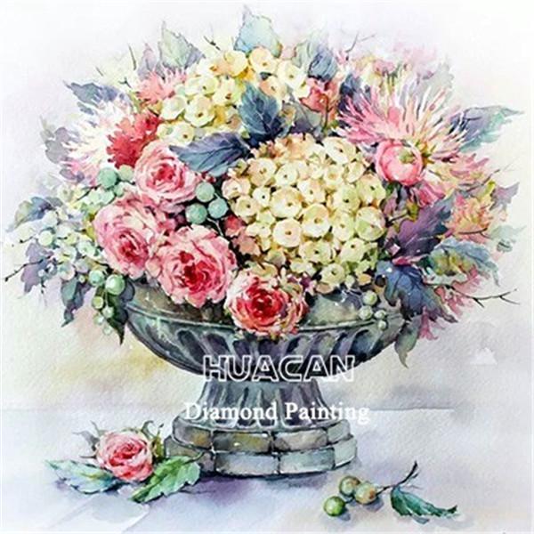 Huacan DIY Diamond Painting Square Flower New Diamond Embroidery 2019 Plant Crystal Mosaic