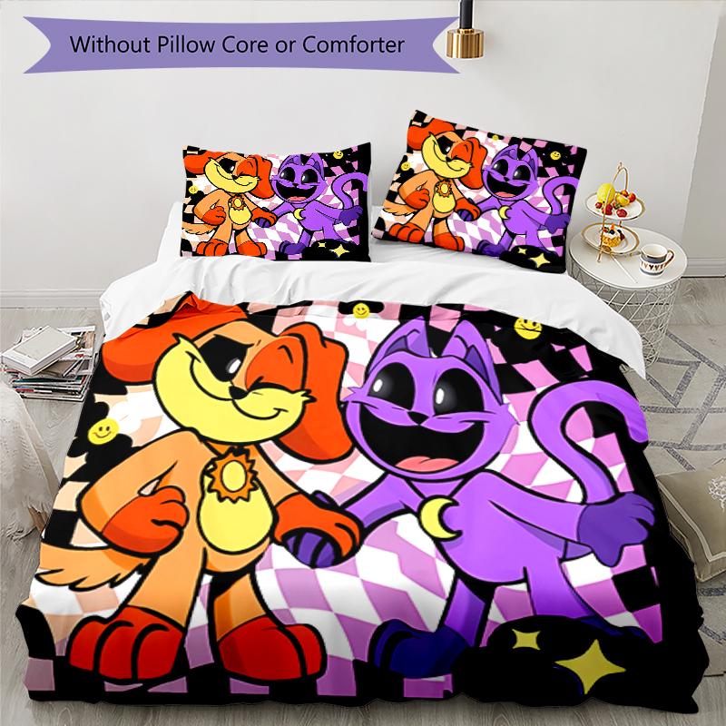 3pcs Smiling Critters1 Pattern Bedding Set Duvet Cover Set Includes Duvet Cover &pillowcases, Perfect All Season Bedroom Decoration & Gift