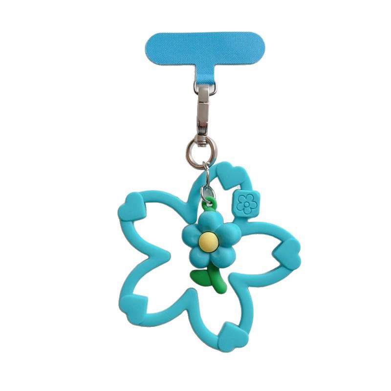 Silicone Cherry Blossom Phone Lanyard Strap Non-Slip 1Pcs Soft Tape Gasket Small Flower for Girls Phone Decoration Use