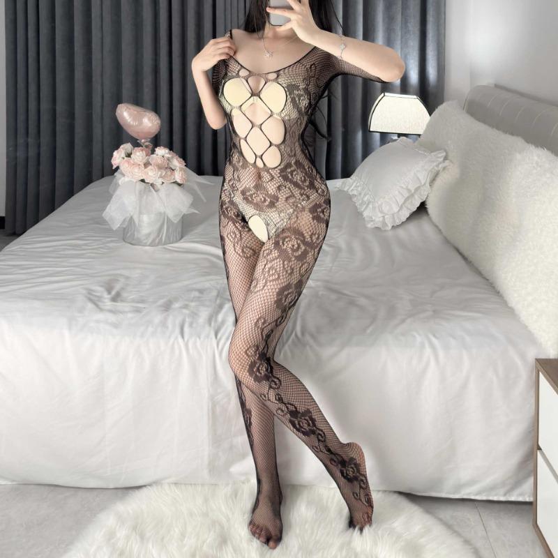 Sexy Sex Stockings Open Gear No-take-off Mesh Coat Hollow One-piece Fishing Net Hand-torn Pure Desire Large Size Uniform Temptation Combination