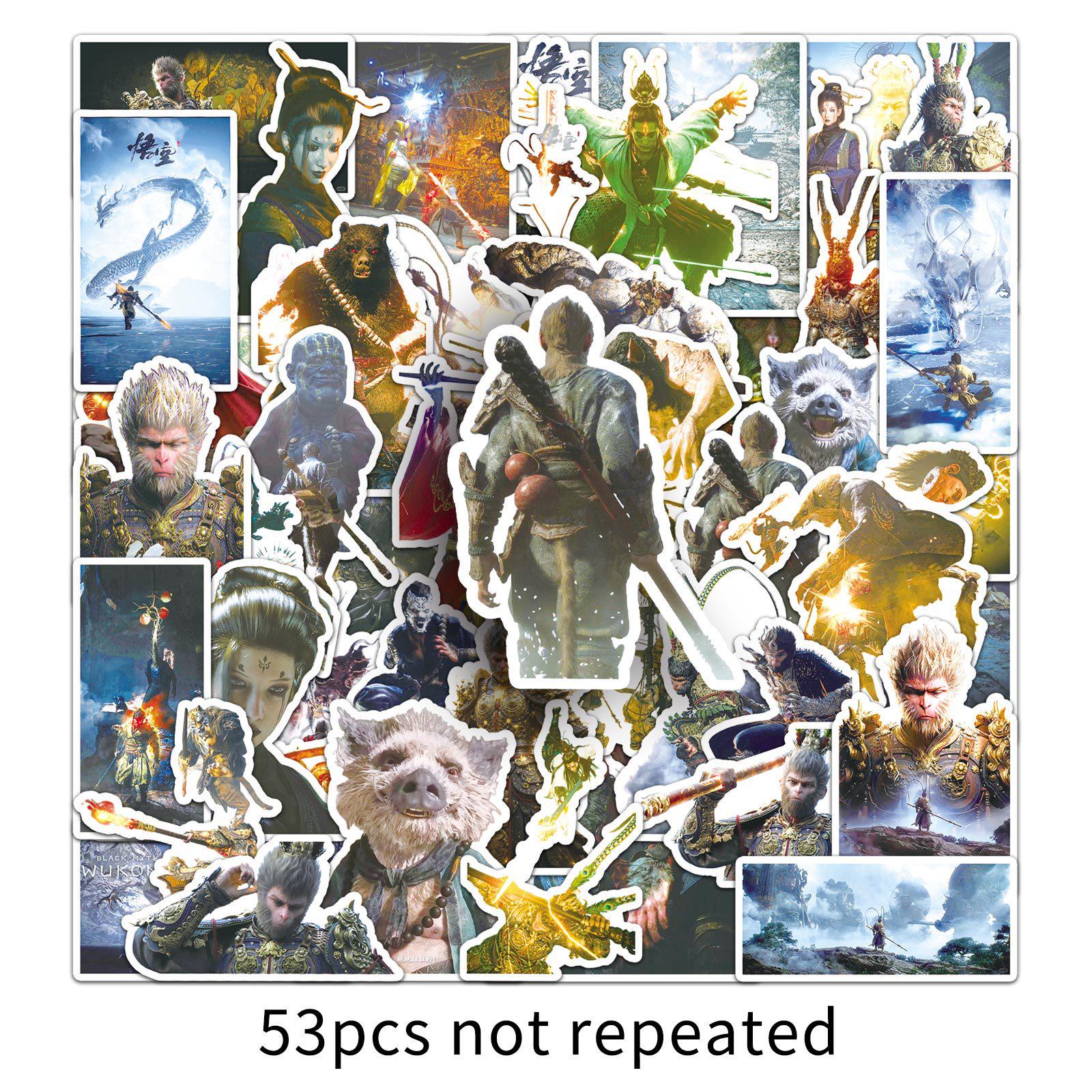 53 Black Myth Wukong Graffiti Stickers - Game-Themed Decorations for Phone Cases & Water Bottles