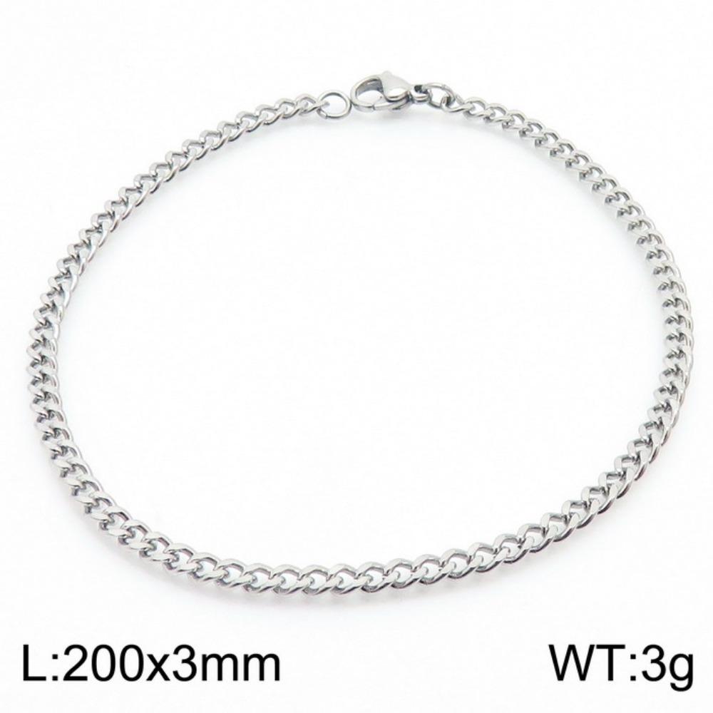 Jewelry Side Flat Chain Stainless Steel Chain, Simple Titanium Steel Men's Trend Hip-hop Bracelet Accessories