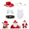 Santa Suit Christmas Cowboy Hat and Eyeglasses Kerchief Set for Bachelorette Party for Role Playing Santa