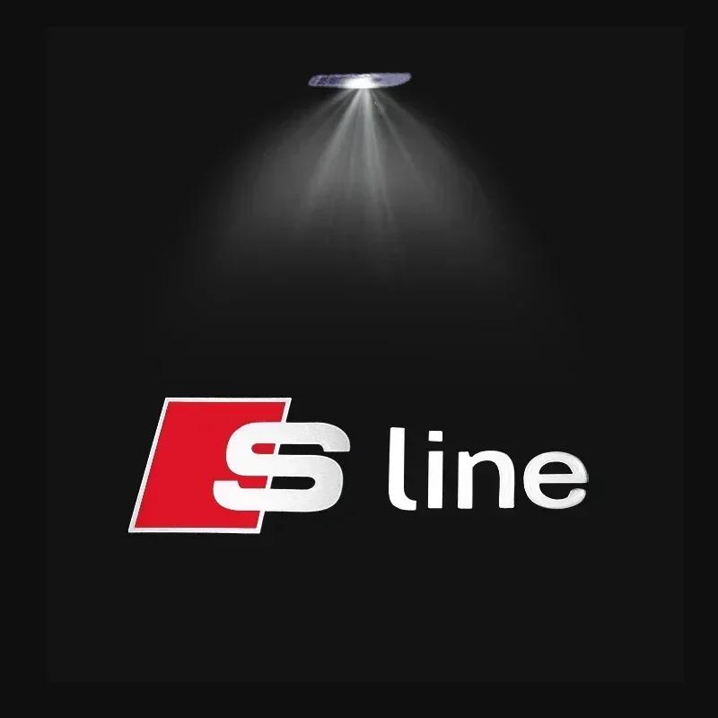 2/4PCS car door LED landing projection welcome lights for Audi Sline S3 S4 S5 S6 S7 S8 RS Gecko Quattro auto parts.
