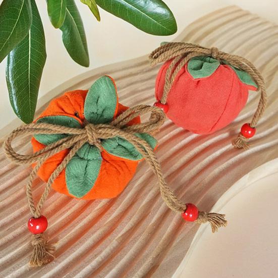 Liten persimonformad myntpåse Mini dragskopåse Bomullslinneplånbok Söt fruktdesign Väskpåse Gåvor till flickor Kvinnor