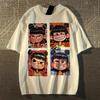 Japanese Retro Cartoon Animation Nezha Printing Pure Cotton Short-sleeved T-shirt Women's and Men's Summer Loose Pure Cotton Trendy Top