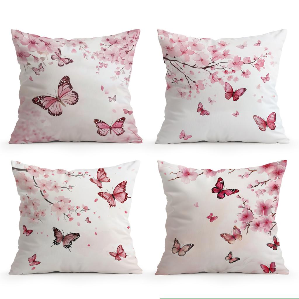 Cherry Blossom Butterfly Pillowcase Printed Polyester 40/45/50cm Throw Pillowcover Decorative Sofa Cushion Pillowslip Home Decor
