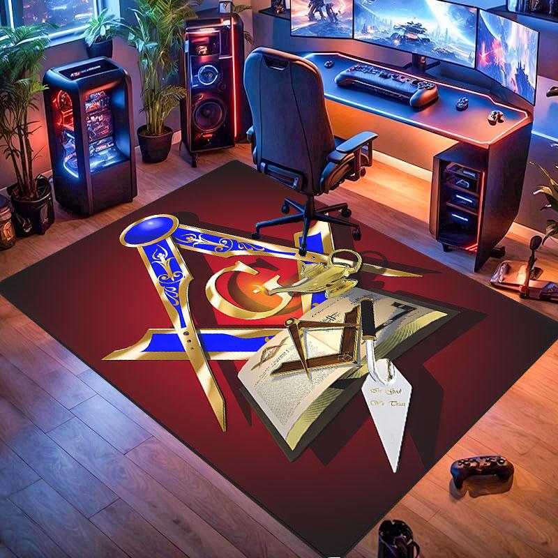 Freemason symbol rug, suitable for living room, bedroom, game room, computer room and home décor.