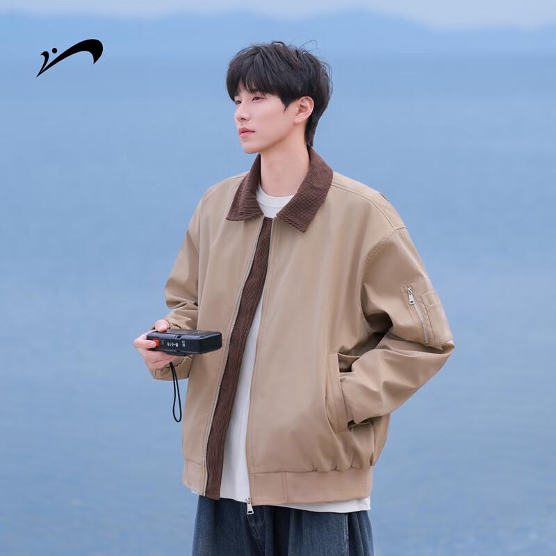 

Guirenniao Men s Retro Zipper Pocket Lapel Jacket 2XL