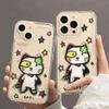 Hand Drawn Cute Cat Star Clear Phone Case, Aesthetic Doodle Cartoon Shockproof Protective Cover for iPhone