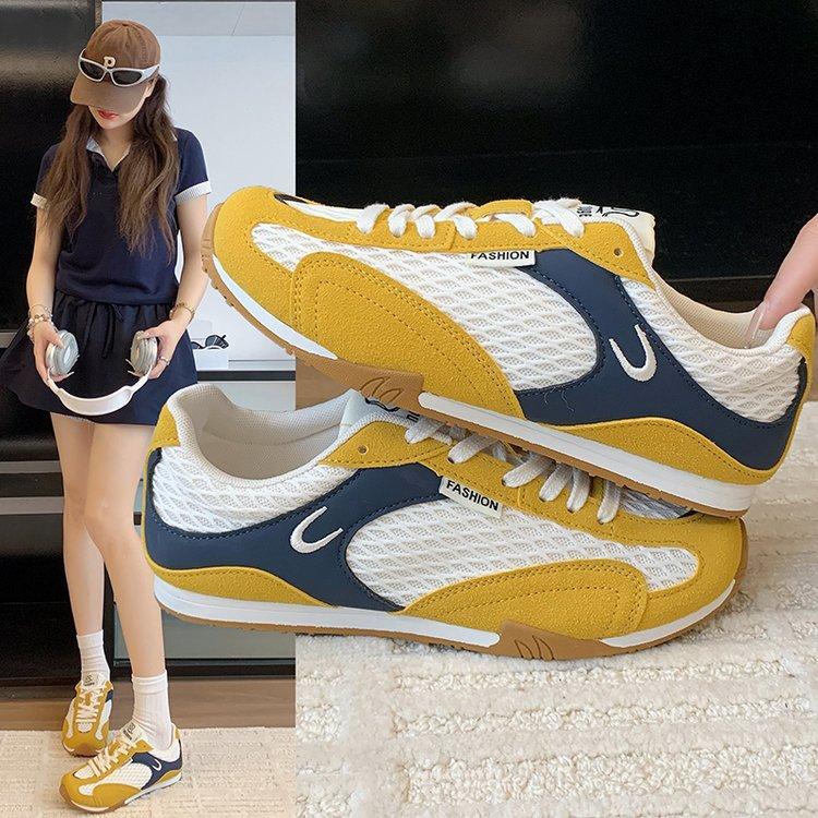 

Fishnet shoes versatile new thick-soled breathable casual sports running shoes versatile height-increasing shoes women 35 жовтий