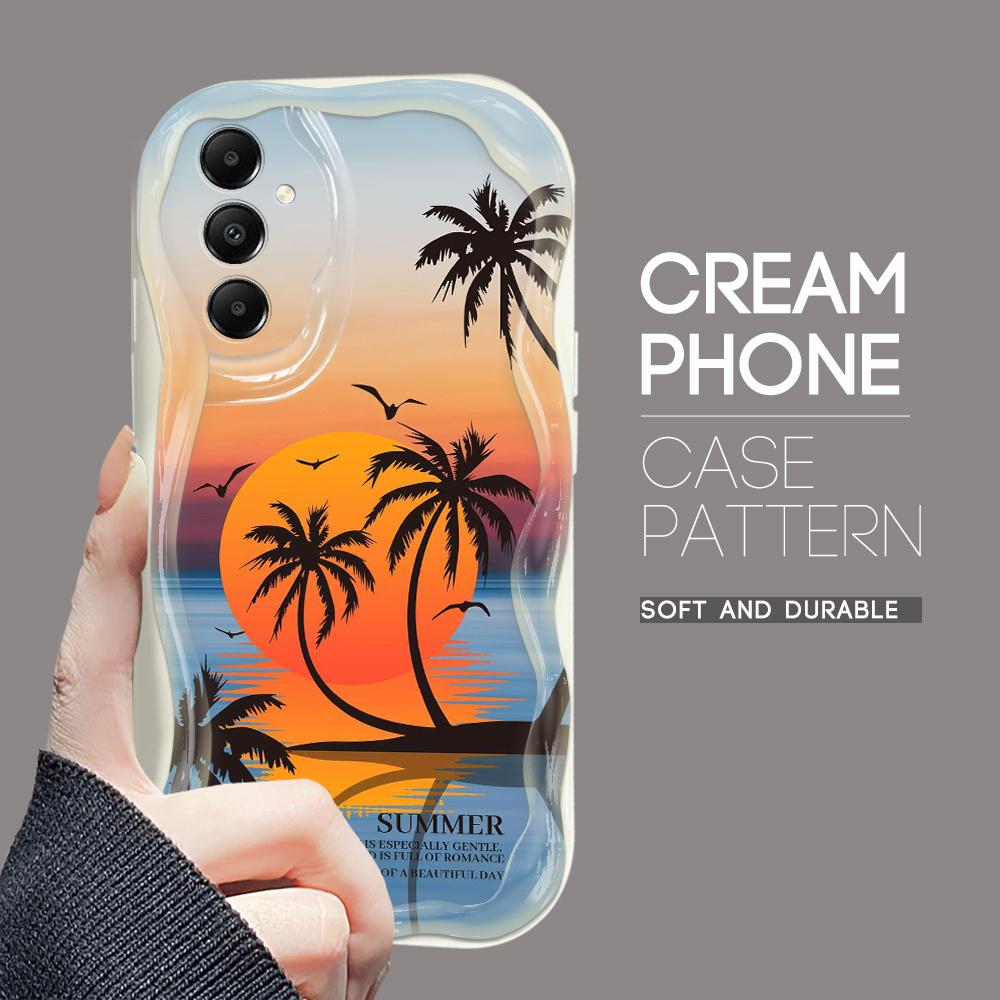 Cute Cartoon Pattern Cream Texture Casing Wavy Edge Soft Silicone Cover Phone Case for Samsung
