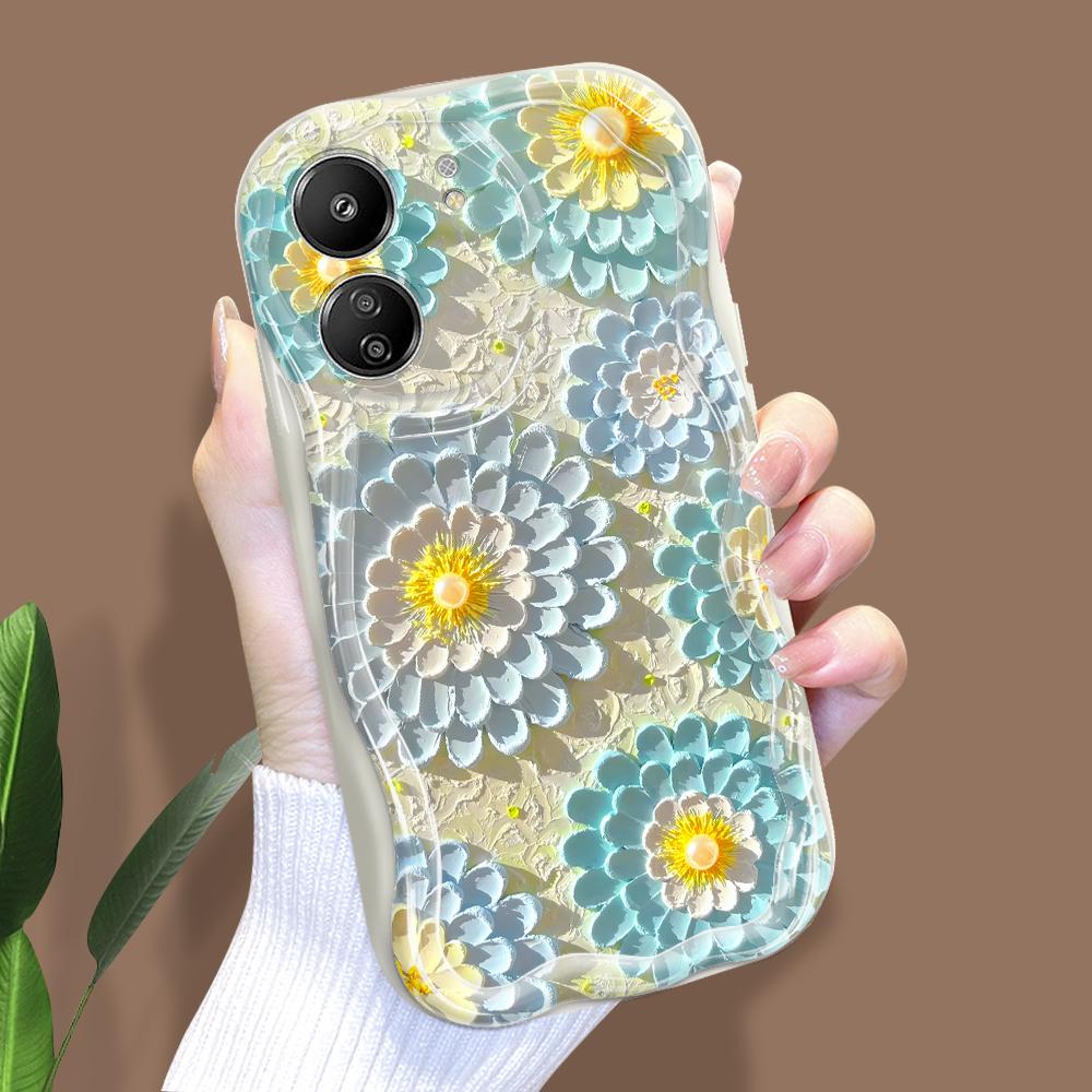 

Милый мультяшный узор, кремовая текстура, мягкий силиконовый чехол с волнистыми краями, чехол для телефона Xiaomi Redmi Redmi K50I белый