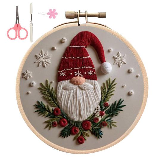 Christmas Embroidery Kit Winter Landscape Embroidery Starter Kit Santa Claus Embroidery Craft Set with Pattern Threads Needles for Beginners Adults