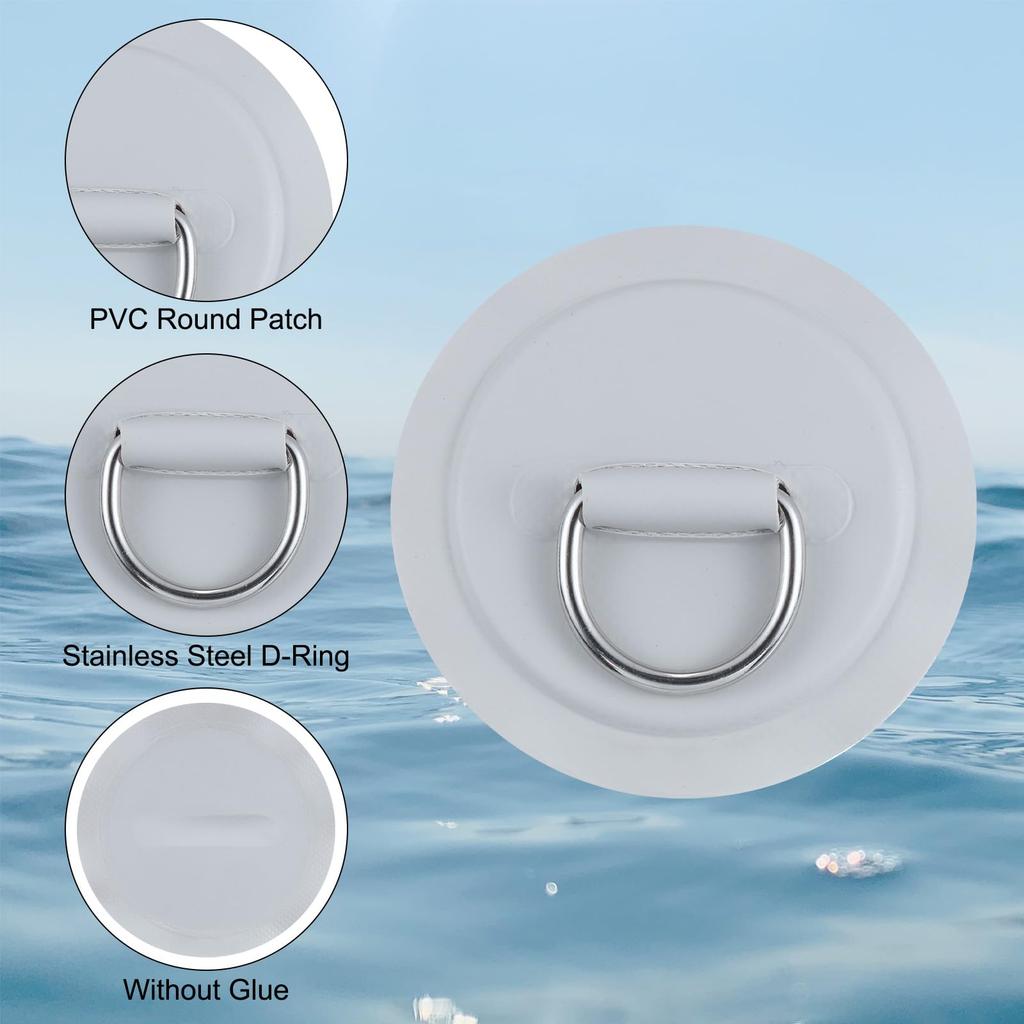 PATIKIL D-Ring Patches 6 Pieces Stainless Steel D-Ring PVC Patch