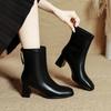 Fashion Autumn and Winter New Mid-leg Fashion Boots Square Head Thick Heel Thin Boots Brown French Ankle Boots