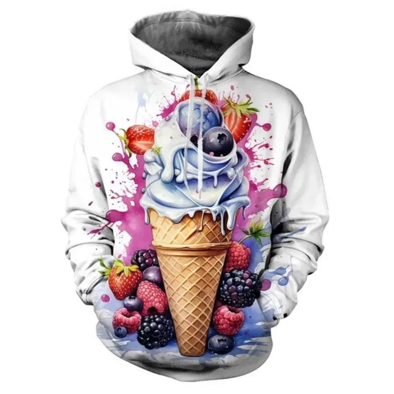 

Толстовки з 3D-смачним принтом морозива для чоловіків, дитячі модні кофти з капюшоном, смішний пуловер для дівчат, милий одяг 6XL