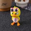 Miniature Duck Collection 3D Printed Cute Figurine with Glasses, Angry Pose Desk Decor, Creative Personalized Car Ornaments Office Bookcase Ornament,