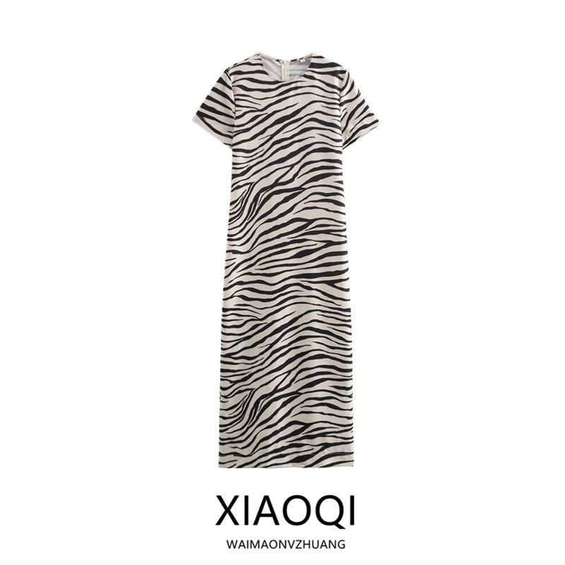 Fashion Style 2024 Autumn New Women's Clothing Stylish Easiest for Match Zebra Stripes Print Dress 8252071