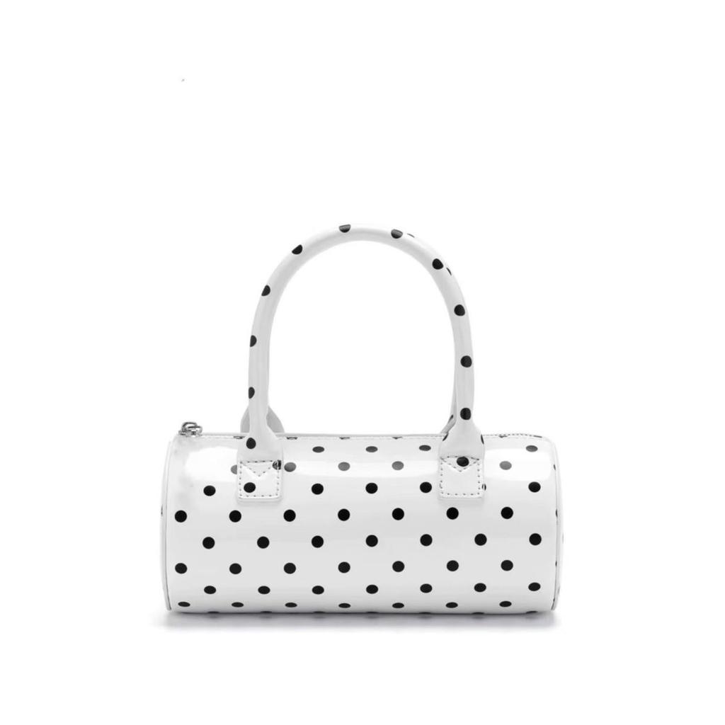 Korean Style Polka Dot Cylinder Handbag Sweet Cute Soft Fashion Women Boston Bag Ladies Leather Unique Shoulder Crossbody Bag
