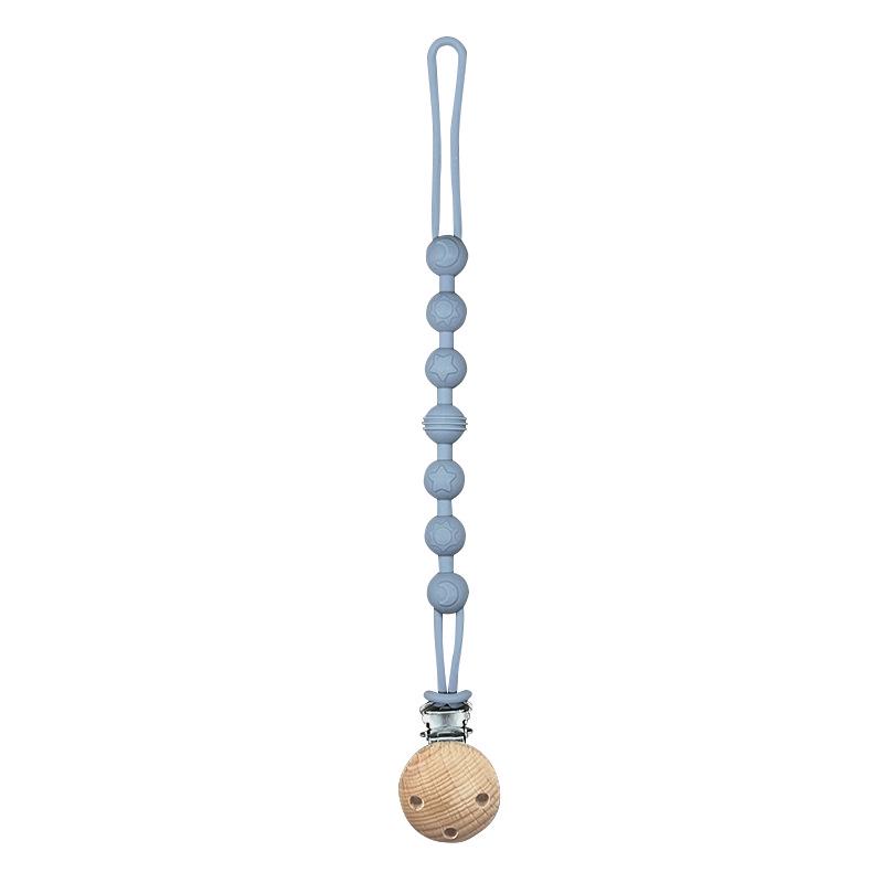 Nordic Baby Silicone Lanyard with Beech Wood Clip - Anti-Drop Teething Pacifier Chain