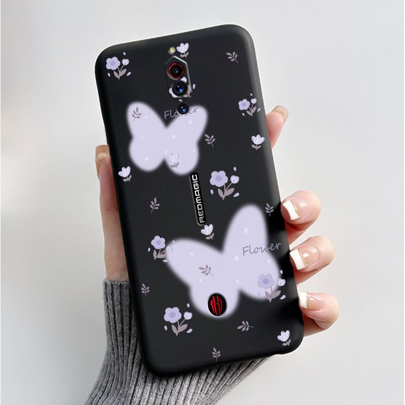 For ZTE Nubia RedMagic 5G Fundas Nubia Red Magic 5S Case Cover Soft Silicone Black Shell Printing Pattern Flower Cartoon Cases