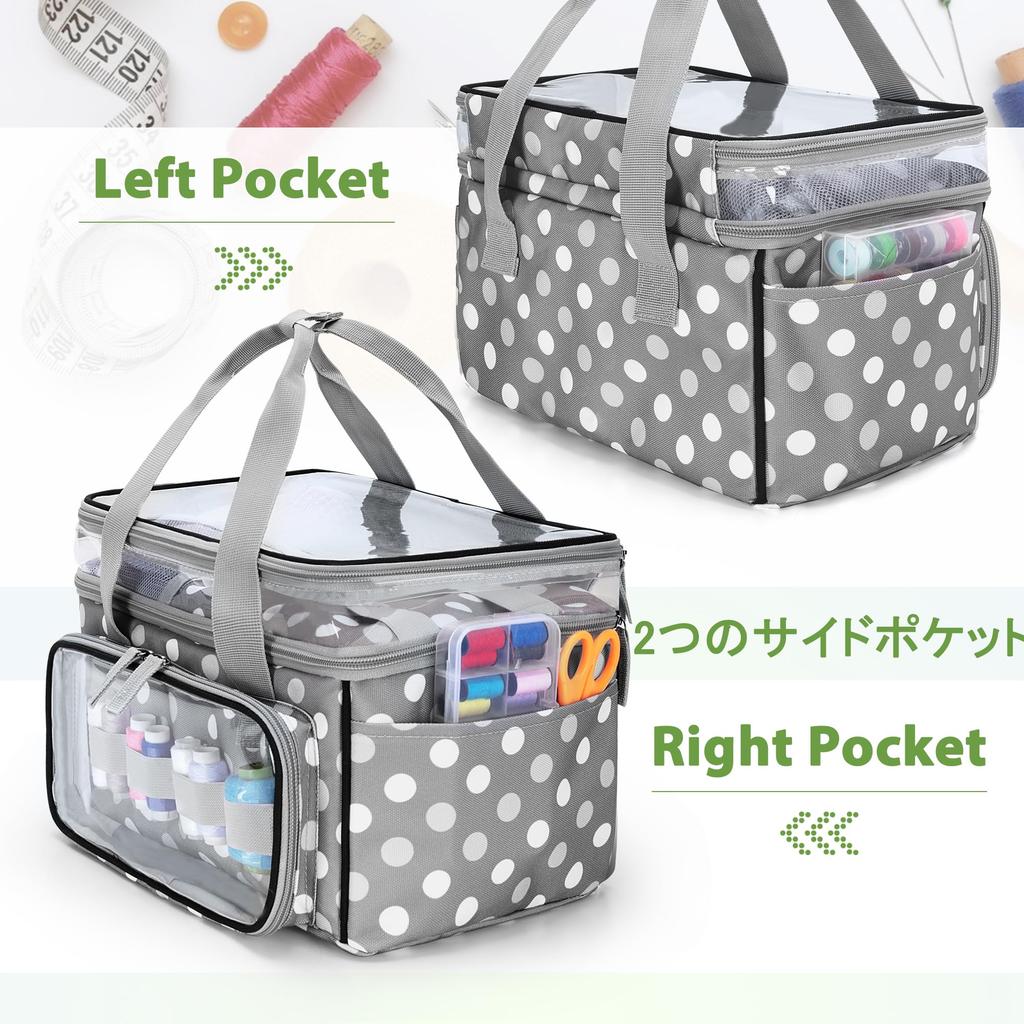 Luxja Sewing Box, Sewing Bag, Double Layer, Large Capacity, with Transparent Compartment and Removable Divider, for Storing and Carrying Sewing Tools,