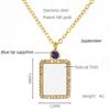 18K Titanium Steel Birthstone Pendant Necklace with Square Shell Design for Women