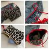 Korean Double Sided Leopard Print Bucket Shoulder Bag , Stylish Leopard Print Handbag for Women, Fashion Bow Large Capacity Crossbody Bag