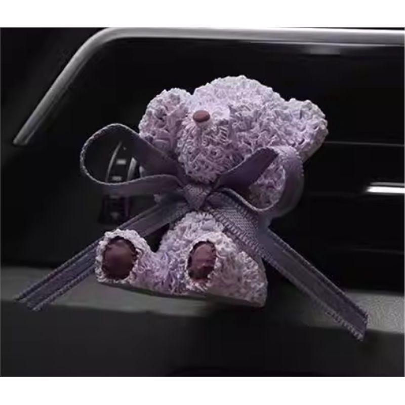 

Purple Bowknot Bear Car Air Freshener Car Interior Decoration Air Conditioning Vent Perfume Diffuser Stone Ornament Purple Teddy Bear [Free 1 Bottle] Floral tone
