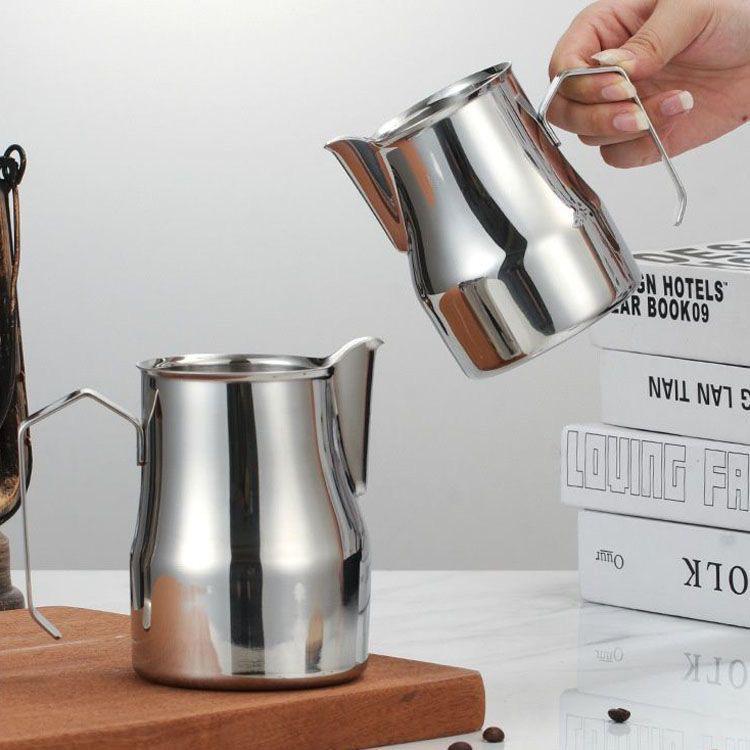 304 Stainless Steel Teflon Latte Art Cup - Italian Style Big Belly Milk Frother