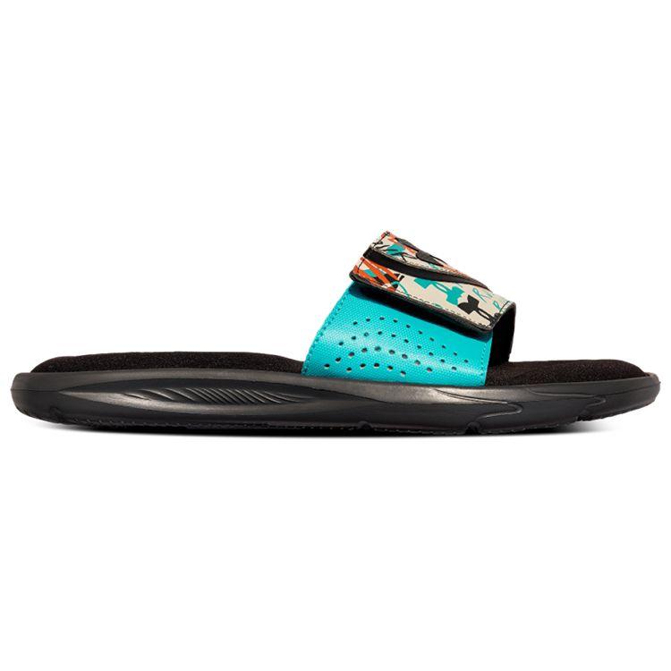 Under Armour Ignite Series VI Graphic Strap Comfortable Lightweight Rubber Sole Slide Sandals Men Sandals Black Dark-Red Green 3024450-108