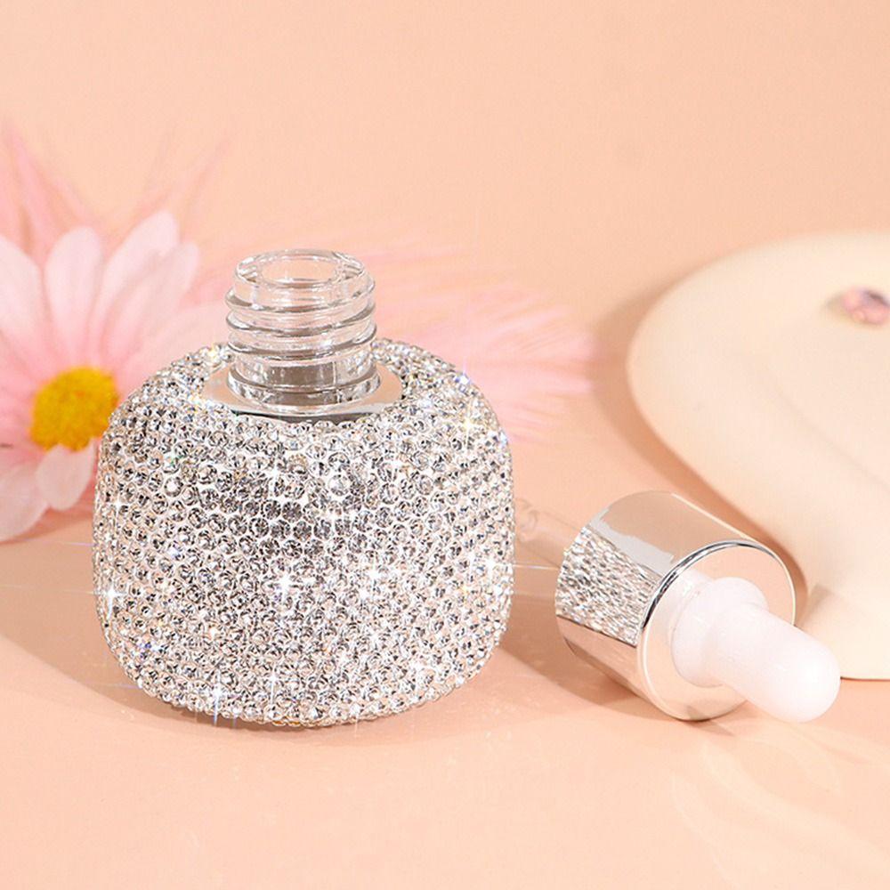 Refillable Glass Dropper Bottles Leakproof Rhinestone Inlaid Essential Oil Vials Exquisite Portable Cosmetic Sample Containers