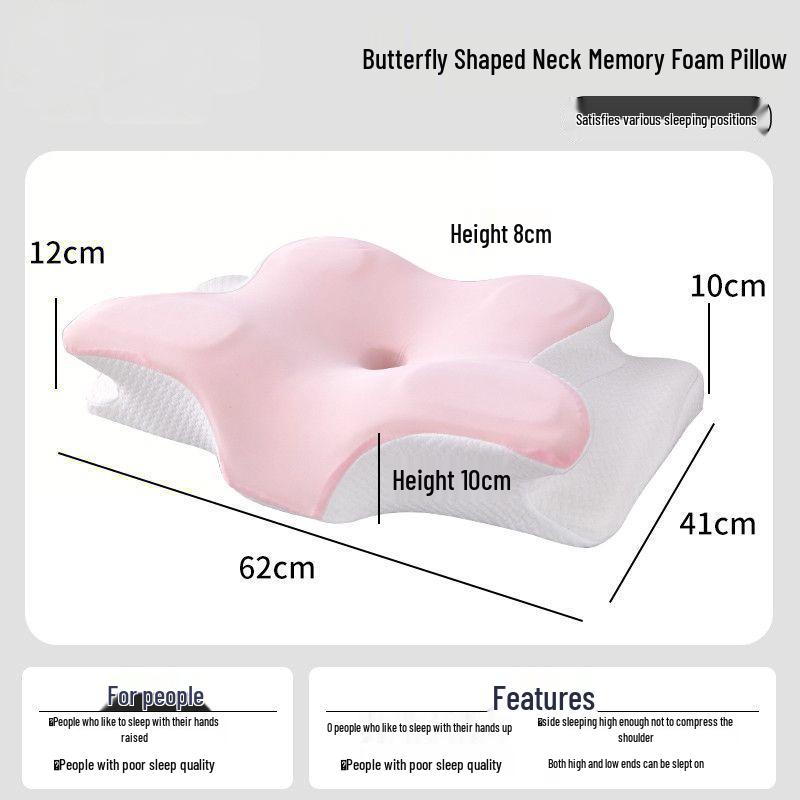 Butterfly-Shaped Memory Foam Pillow for Breathable Neck Support and Cervical Spine Comfort