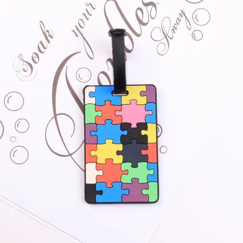 Trendy Soft Rubber Luggage Tag: Colorful Geometric Camouflage Polka Dot Pattern, Wear-Resistant & Waterproof Travel Essential.