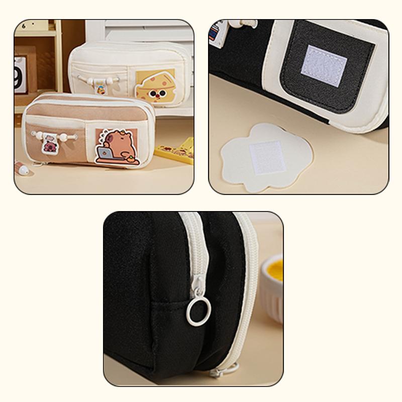 Panda Pencil Bag Green Multi-Layer Large Capacity Pensil Case Cute Cartoon Pen Holder Stationery School Supplies Gift Organizer