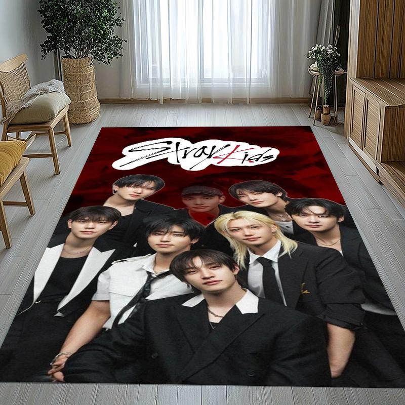 HD Stray Kids Kpop Star Living Room Non-Slip Area Rug Soft Carpet for Bedroom Kids Playroom Sofa,Home Decor Doormat Gift