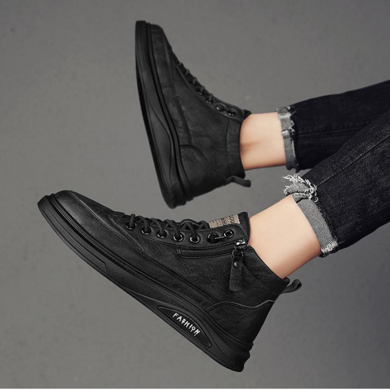 Spring Autumn Waterproof Men's Boots Round Head Casual Leather Footwear Lace Up Anti Slip Fashion Boots Comfort Male Shoes Botas