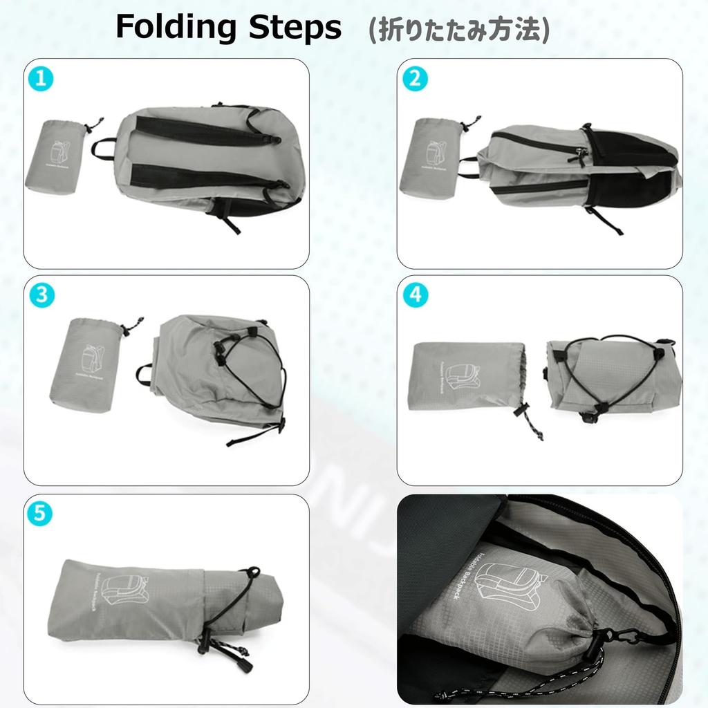 Azarxis Faltbarer Outdoor-Wanderrucksack 15L für Herren und Großartig für und Enthält Aufbewahrungstasche Rucksack, Tasche, Kapazität, Wasserdicht, Leicht, Stilvoll, Damen,